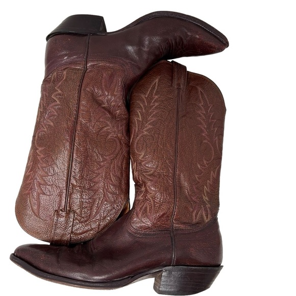 Nocona Leather Western Boots Brown Size 9D Med Pointed Toe Hand Stitched USA - Picture 6 of 16